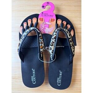 Pedi Couture Pedicure Sandals XL 10-11 Leopard Print Spa Flip Flops